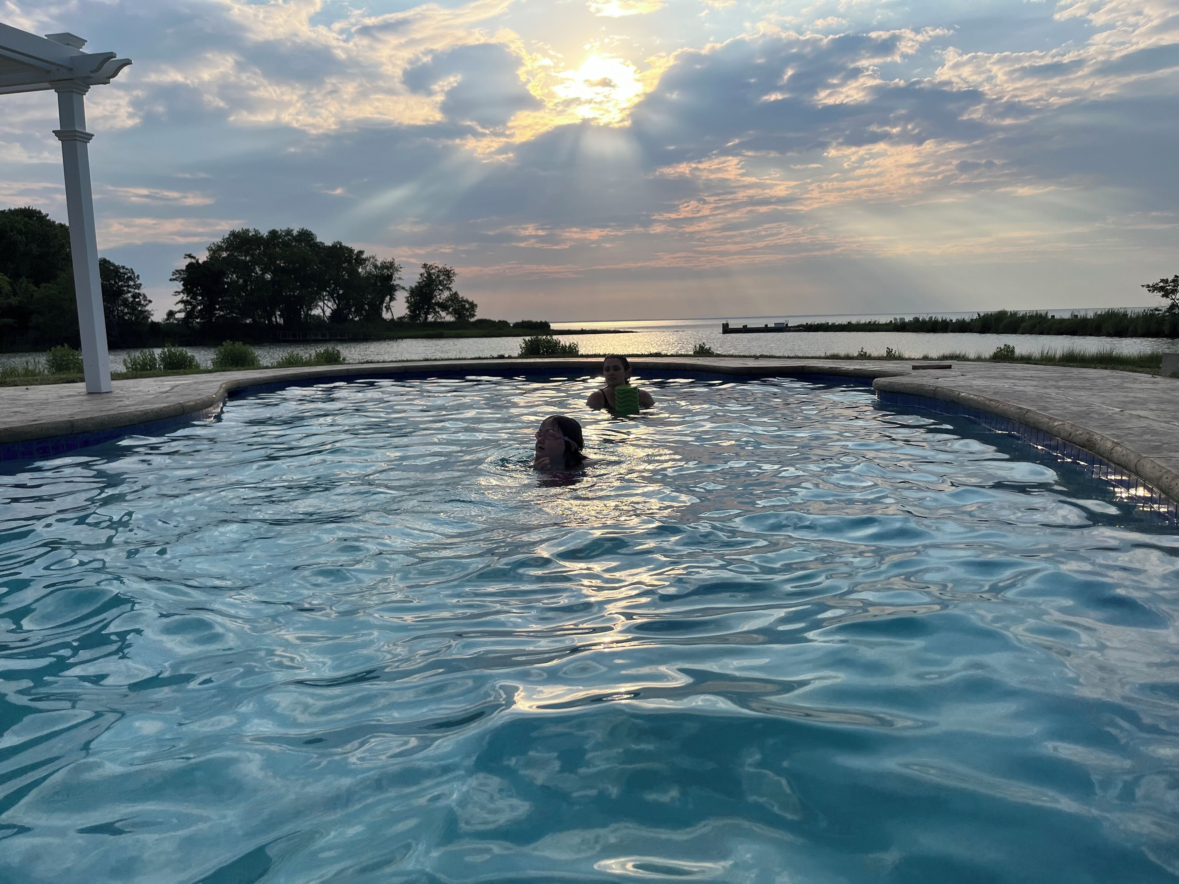 Waterfront retreat with heated pool