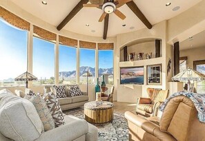 TV, fireplace - One of a Kind Secluded Home w/ Pool in Gold Canyon: Captivating Views All Around (Gold Canyon)