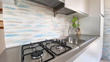 Großer Kühlschrank, Mikrowelle, Ofen, Herdplatte