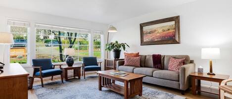 TV connectée, cheminée, livres