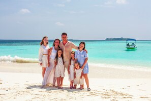 Private beach nearby, white sand, beach umbrellas, beach volleyball