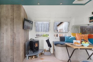 Interior - Airstream, Devon Hideaways - a shepherds hut that sleeps 2 guests in 1 bedroom (Kenn)