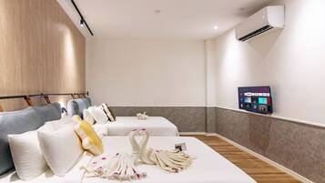 Desk, free WiFi, bed sheets