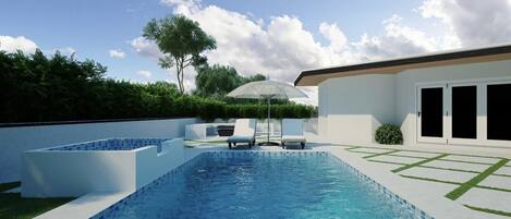 Piscine extérieure, piscine chauffée