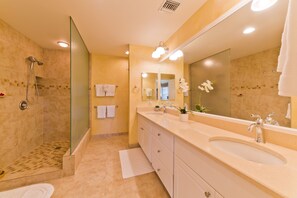 Bathtub, hair dryer, towels