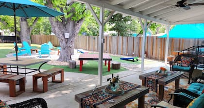 Halloween House sugar skull corn hole, life size Checkers, Horseshoe, Foosball