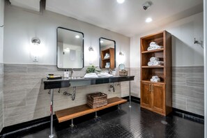 Dusche, Haartrockner, Handtücher