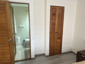 Shower, towels, soap, shampoo