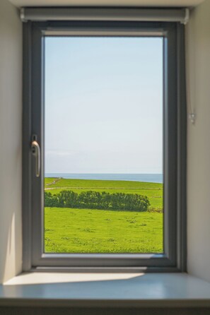 A window with a view of a green field and a body of water. - 5-star rural escape hidden between the coastal towns of Kinsale and Clonakilty, (Clonakilty)