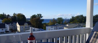 Vacation apartment evening meal with sea view