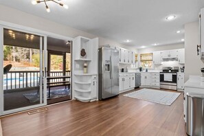 Fridge, microwave, oven, stovetop - Southern Pines Getaway w/Hot Tub, Fire Pit & Pool (Southern Pines)