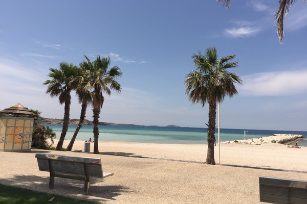 Playa en los alrededores y camastros