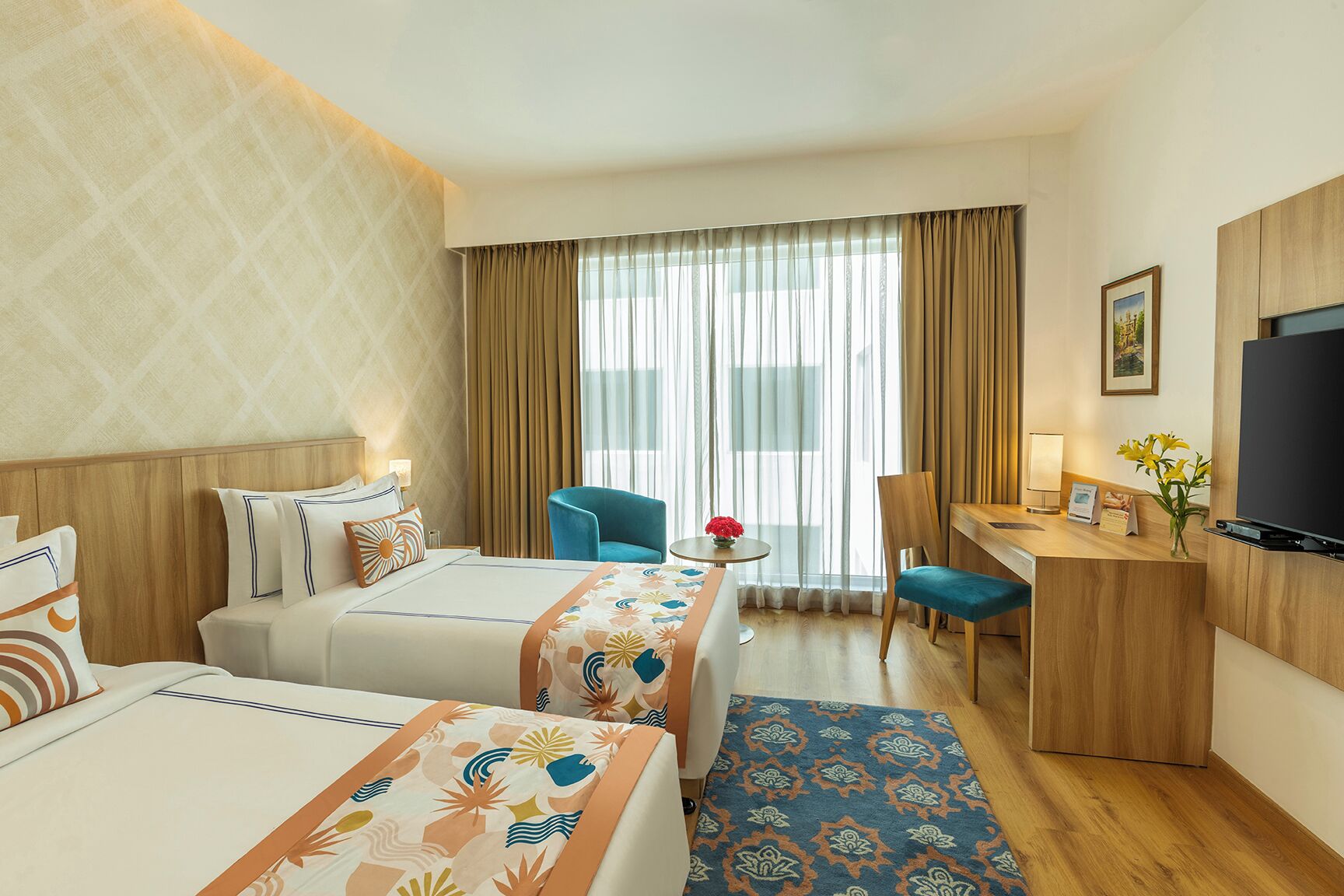 Sábanas de algodón egipcio, ropa de cama de alta calidad y minibar 