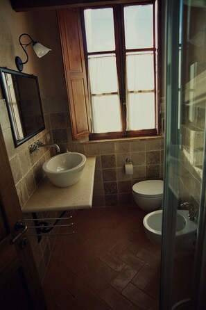 Ducha, secador de pelo, bidet, toallas