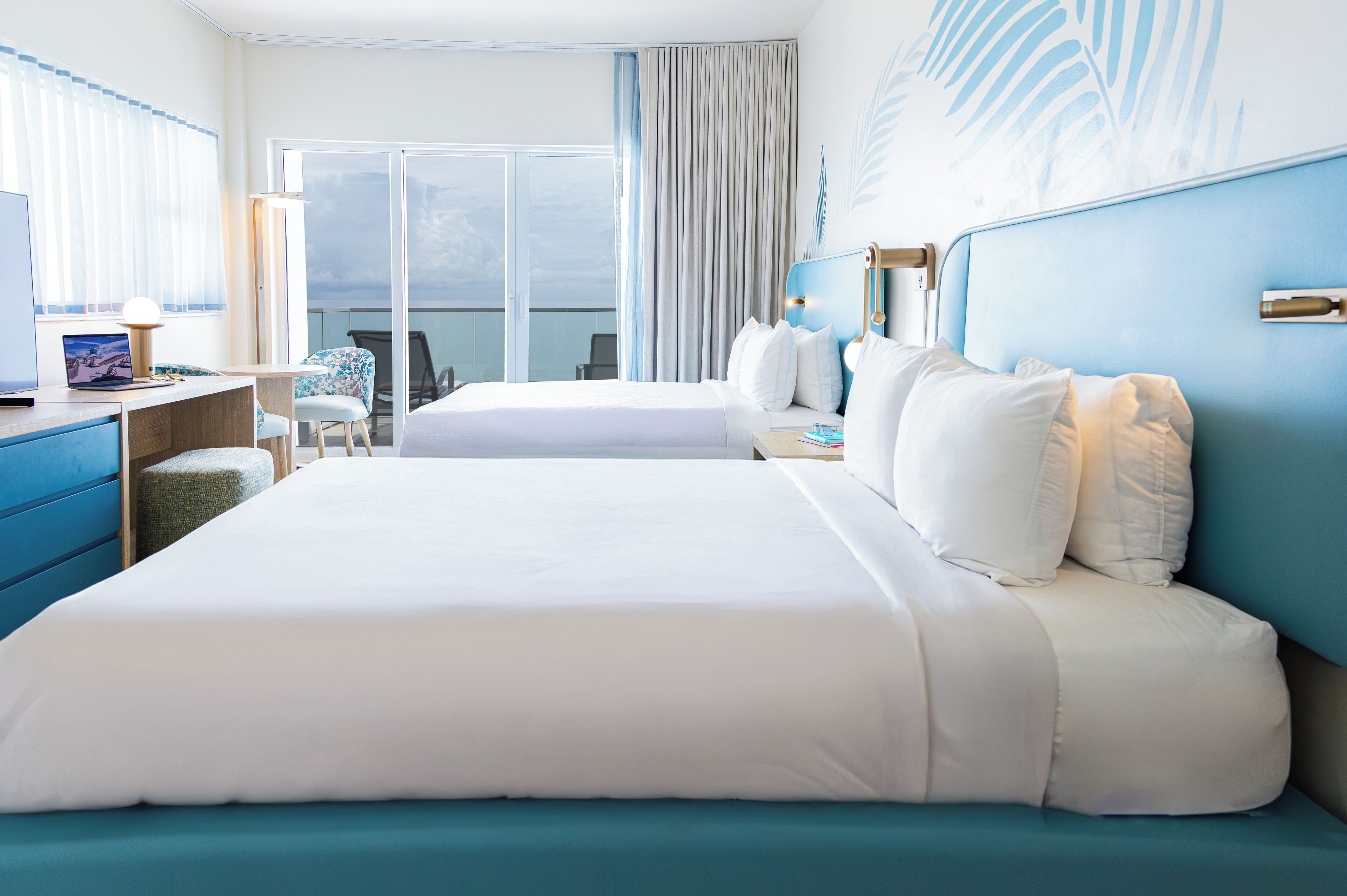 Deluxe Oceanfront Double Queen with Balcony | In-room safe, desk, iron/ironing board, free WiFi