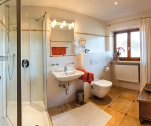 Regadera, secadora de cabello, toallas, jabón 