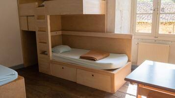 Laptop workspace, bed sheets
