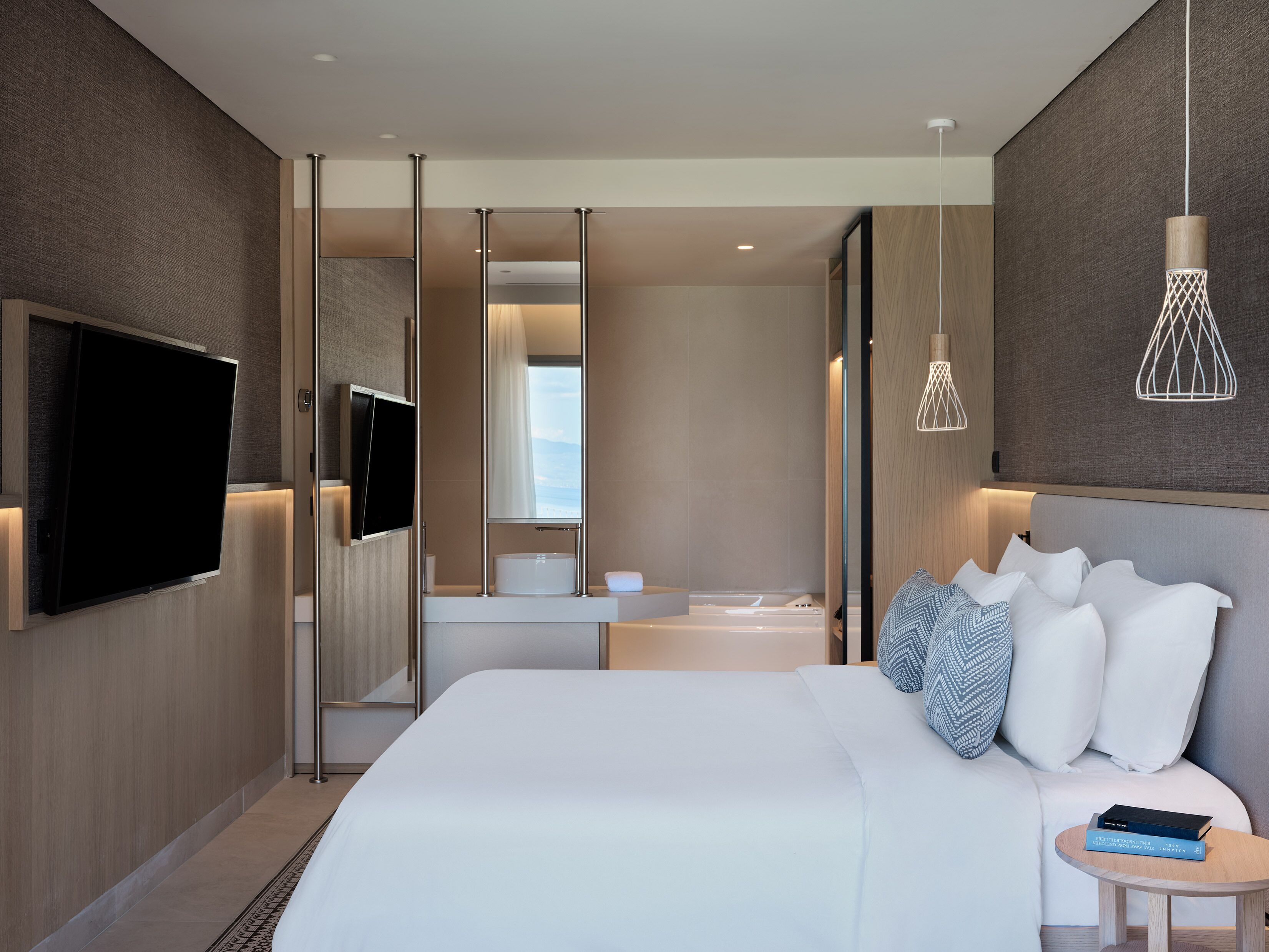 Two Bedroom Panoramic Suite Sea View with Private Pool & Hot Tub | Premium bedding, down comforters, memory foam beds, in-room safe