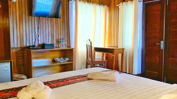 Premier Double or Twin Room, Sea View, Overwater | Desk, laptop workspace, bed sheets