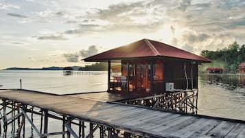 Premier Double or Twin Room, Sea View, Overwater | Desk, laptop workspace, bed sheets