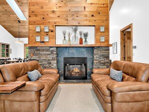 Smart TV, fireplace, video games, foosball