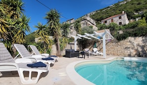 Outdoor pool - Stunning Croatian Villa with a Private Pool on the Dalmation Coast (Viganj)