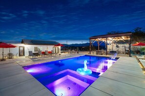 Outdoor pool, a heated pool - Modern Ranch House~Great for Big Groups! Salt Water Pool + Spa  (Desert Hot Springs)
