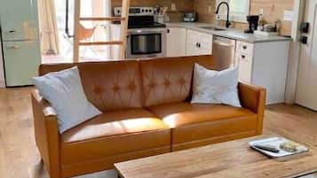 Smart TV, fireplace, foosball, books