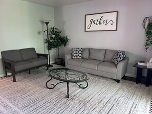 Smart TV, fireplace, table football