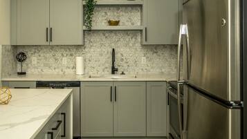 Fridge, microwave, dishwasher, toaster