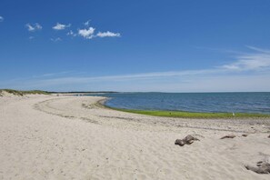 A sandy beach with a clear blue sky and calm sea. - Gorgeous Home with Game Room Dog Welcome! (Chatham)