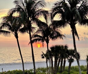 Beach nearby, sun loungers, beach towels