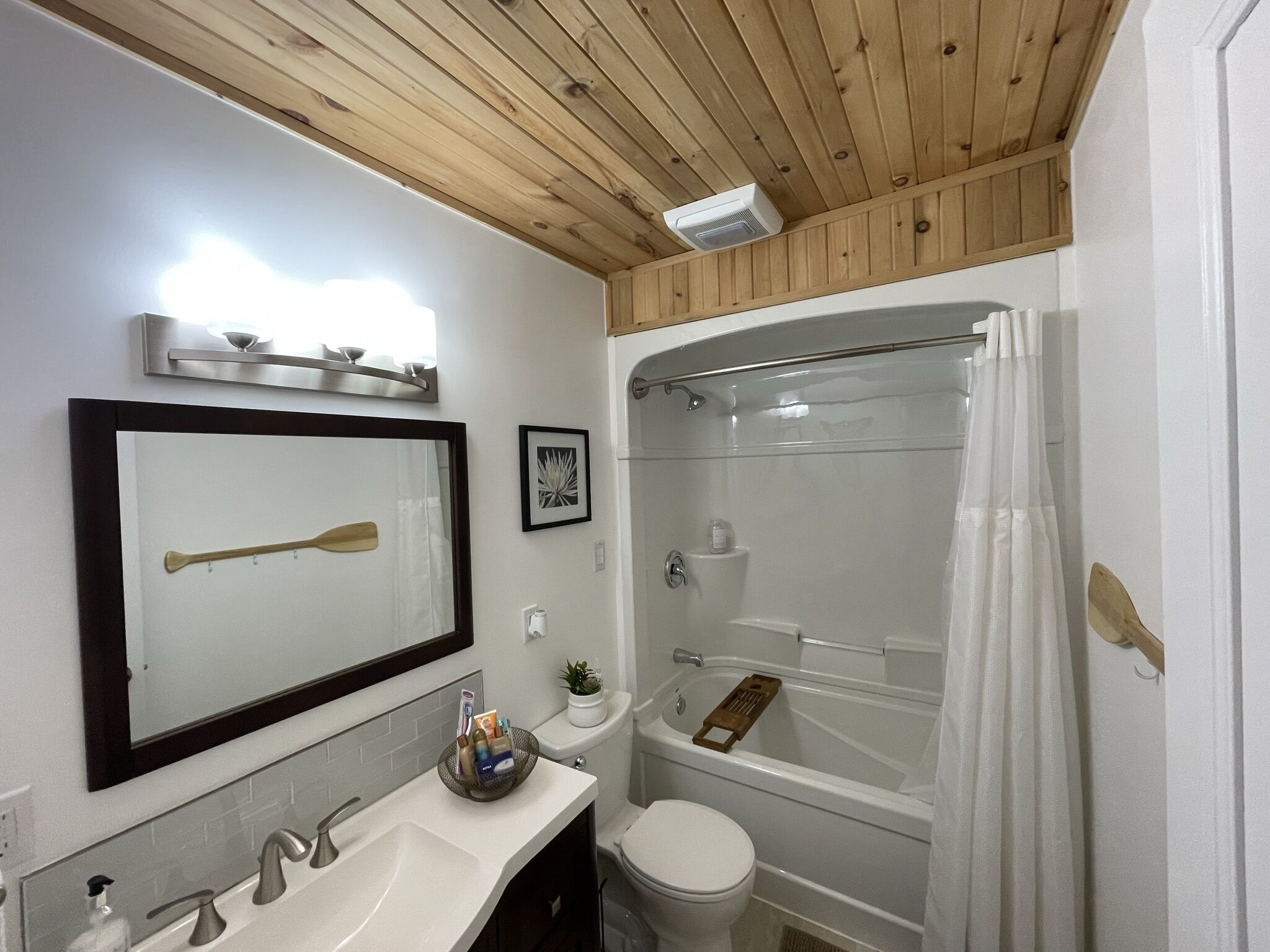 Hair dryer, towels, toilet paper