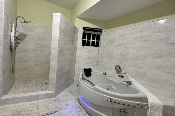 Royal Room, 1 King Bed | Bathroom | Shower, rainfall showerhead, free toiletries, hair dryer