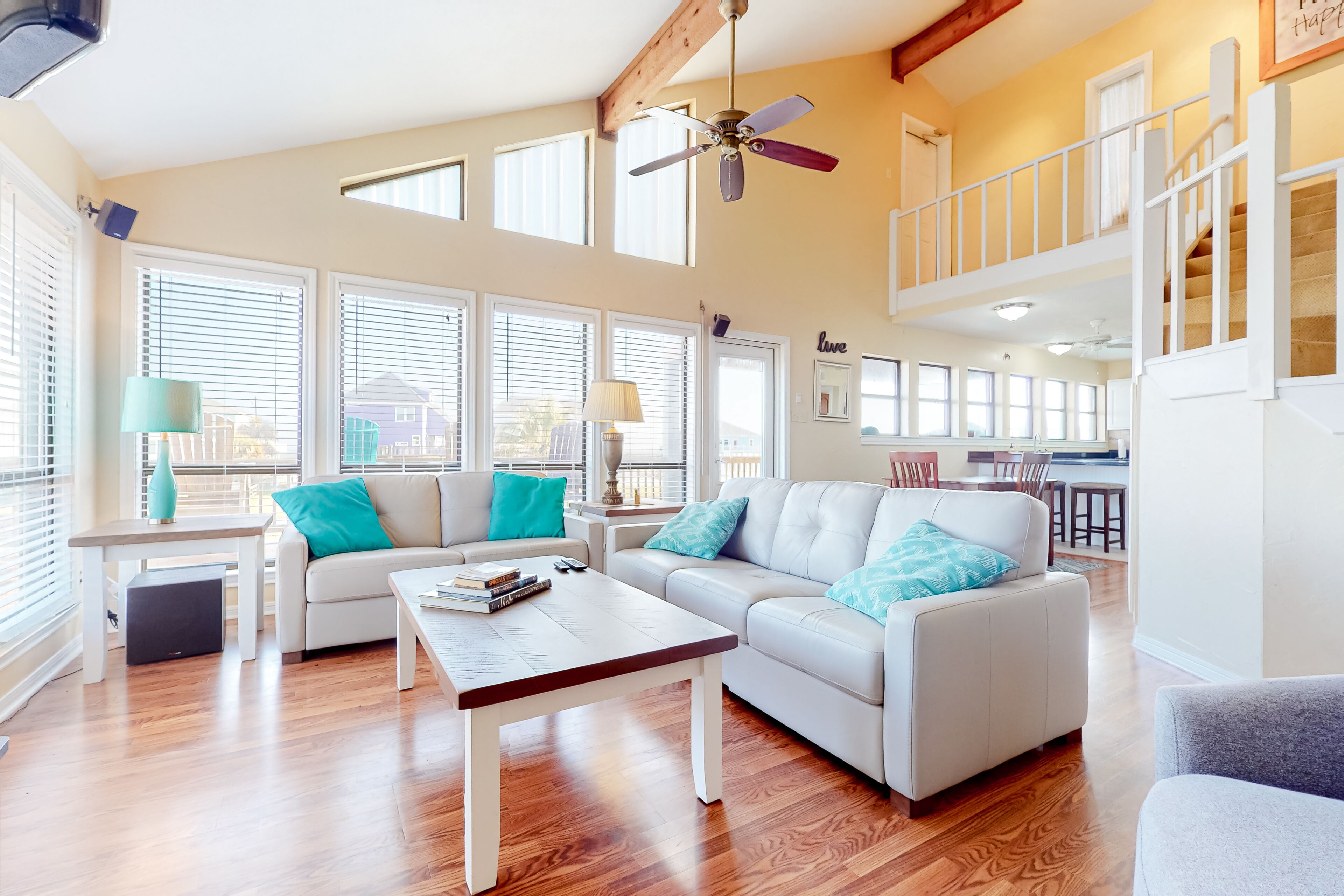 Dog-friendly, Gulf-view beach house with outdoor areas & washer/dryer