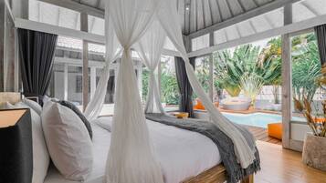 Basic Villa, 2 Queen Beds | 2 bedrooms, bed sheets