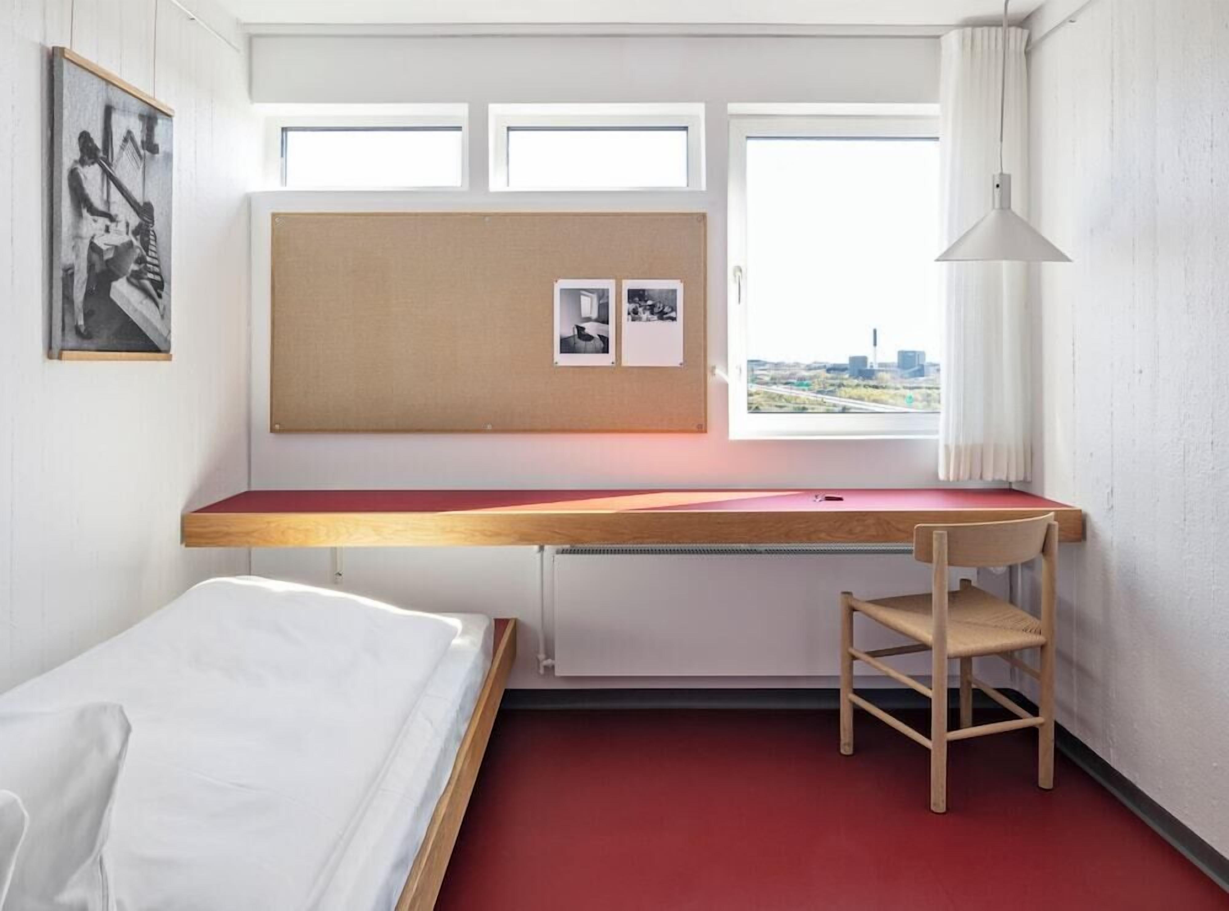 Hypo-allergenic bedding, desk, laptop workspace, iron/ironing board