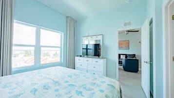 2 bedrooms, desk, iron/ironing board, travel crib