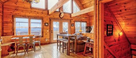 Smart TV, fireplace, video games, DVD player