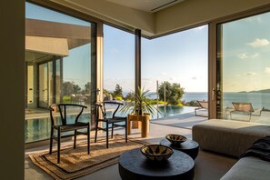Indoor pool, outdoor pool, sun loungers