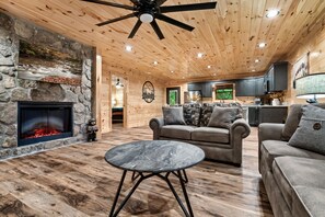 Smart TV, chimenea, videojuegos y reproductor de DVD