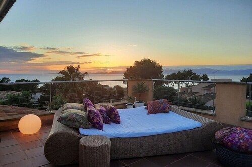 Design Villa Bahia Azul, roof terrace with panoramic sea view, nice garden, pool