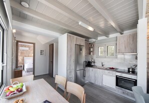 Fridge, microwave, dishwasher, coffee/tea maker