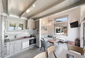 Fridge, microwave, dishwasher, coffee/tea maker