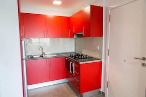 Fridge, microwave, oven, coffee/tea maker