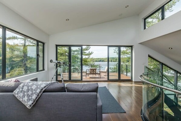 Smart TV, fireplace, DVD player, books