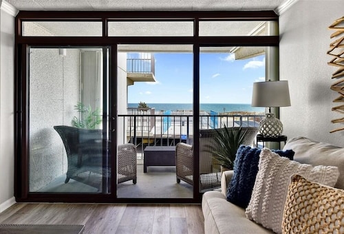 Oceanfront Balcony Overlooking Pool + Sandy Shores