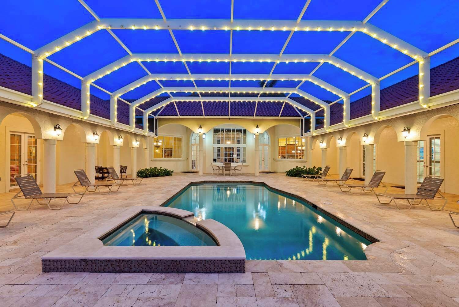 Pool Area with Beautiful Lights