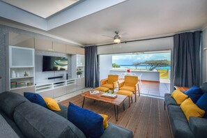 Smart TV, DVD player, music library, stereo