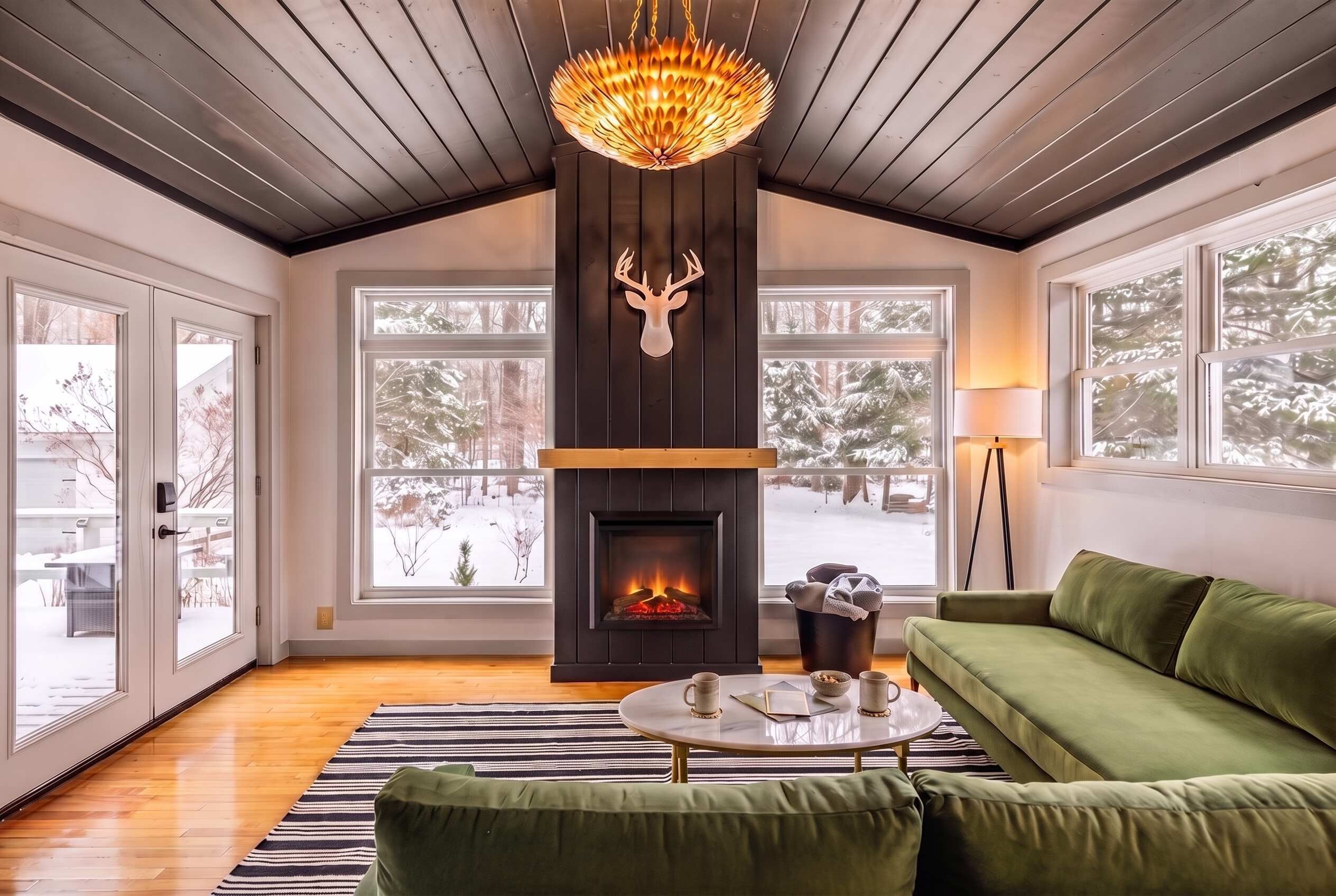 Fernseher, Kamin, Arbeitsbereiche